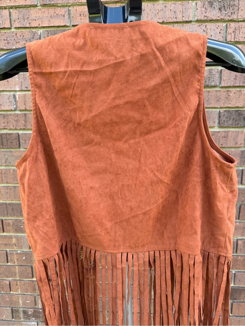 Flying Tomato VTG Boho Southwestern Embroidered Faux Suede Fringe Vest Medium - Picture 5 of 8